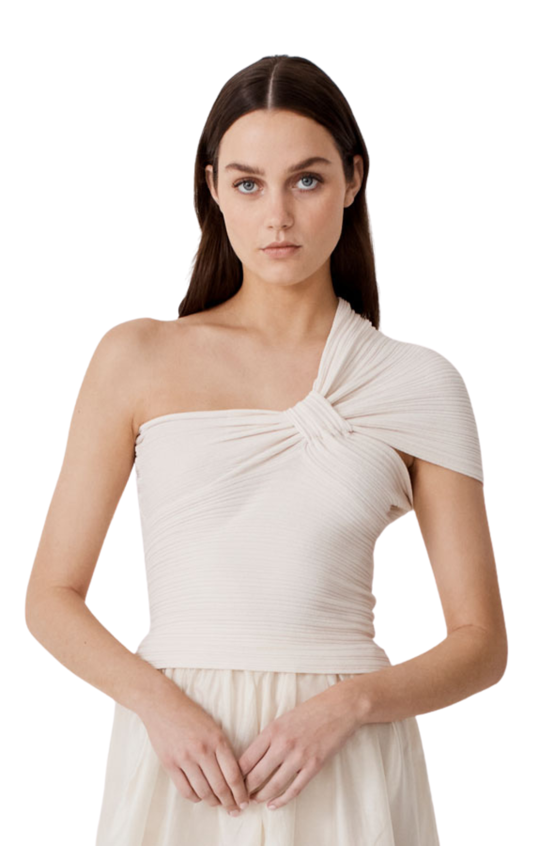 Rib One Shoulder Drape Top