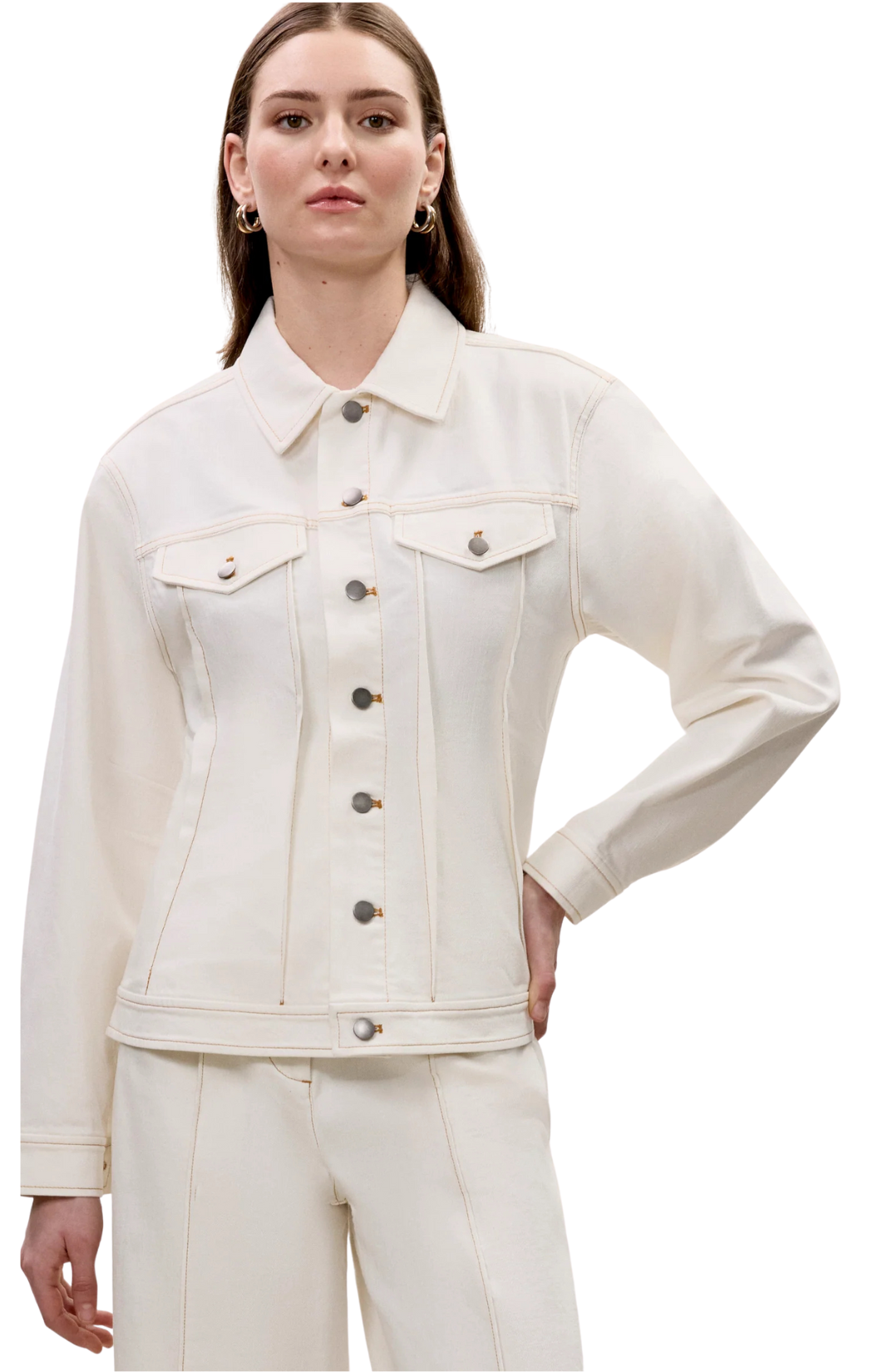 off white egg shell rebecca taylor cora jacket cotton long sleeve