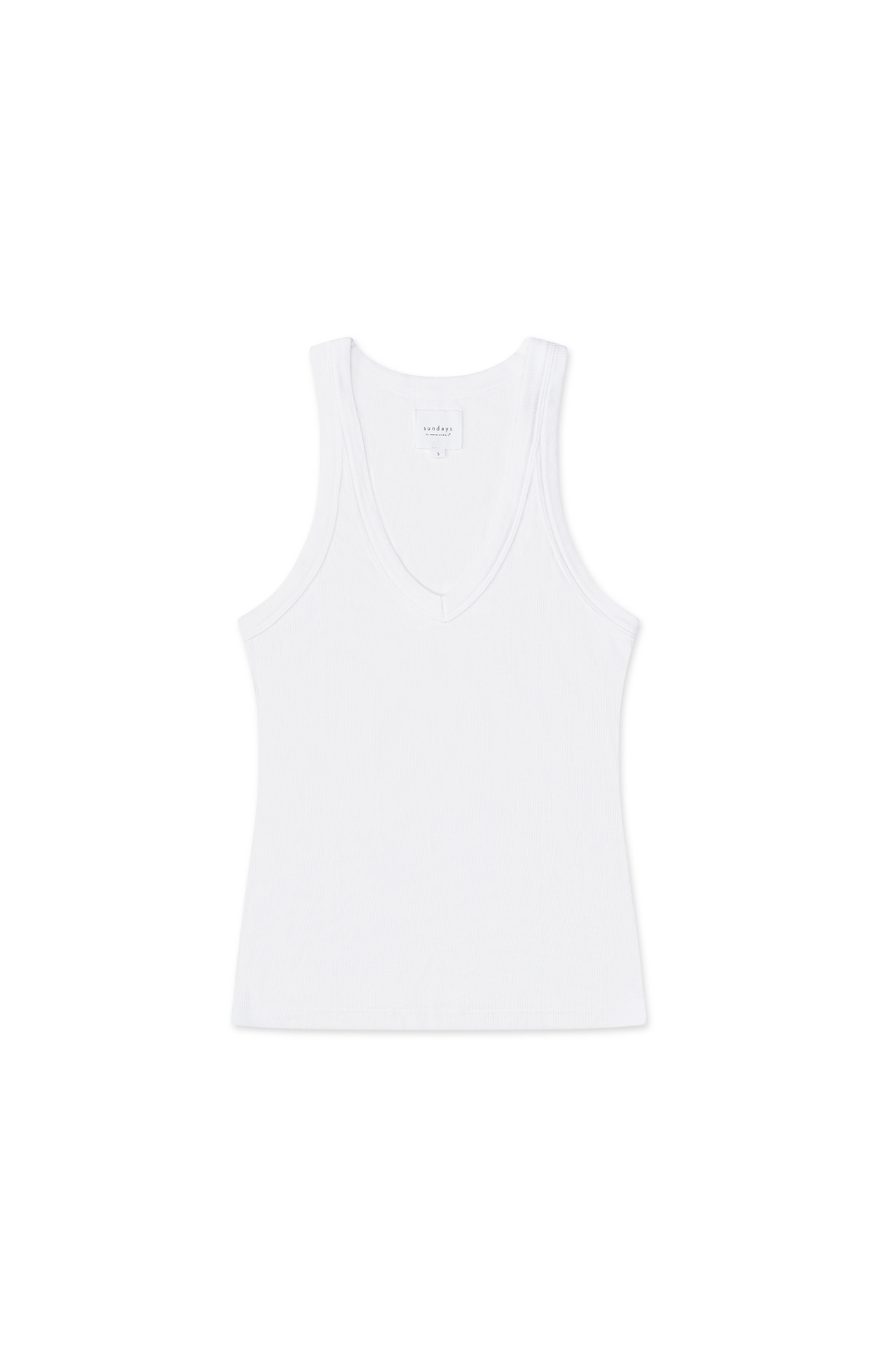basic v-neck ribbed tank sleeveless sundays mick top white