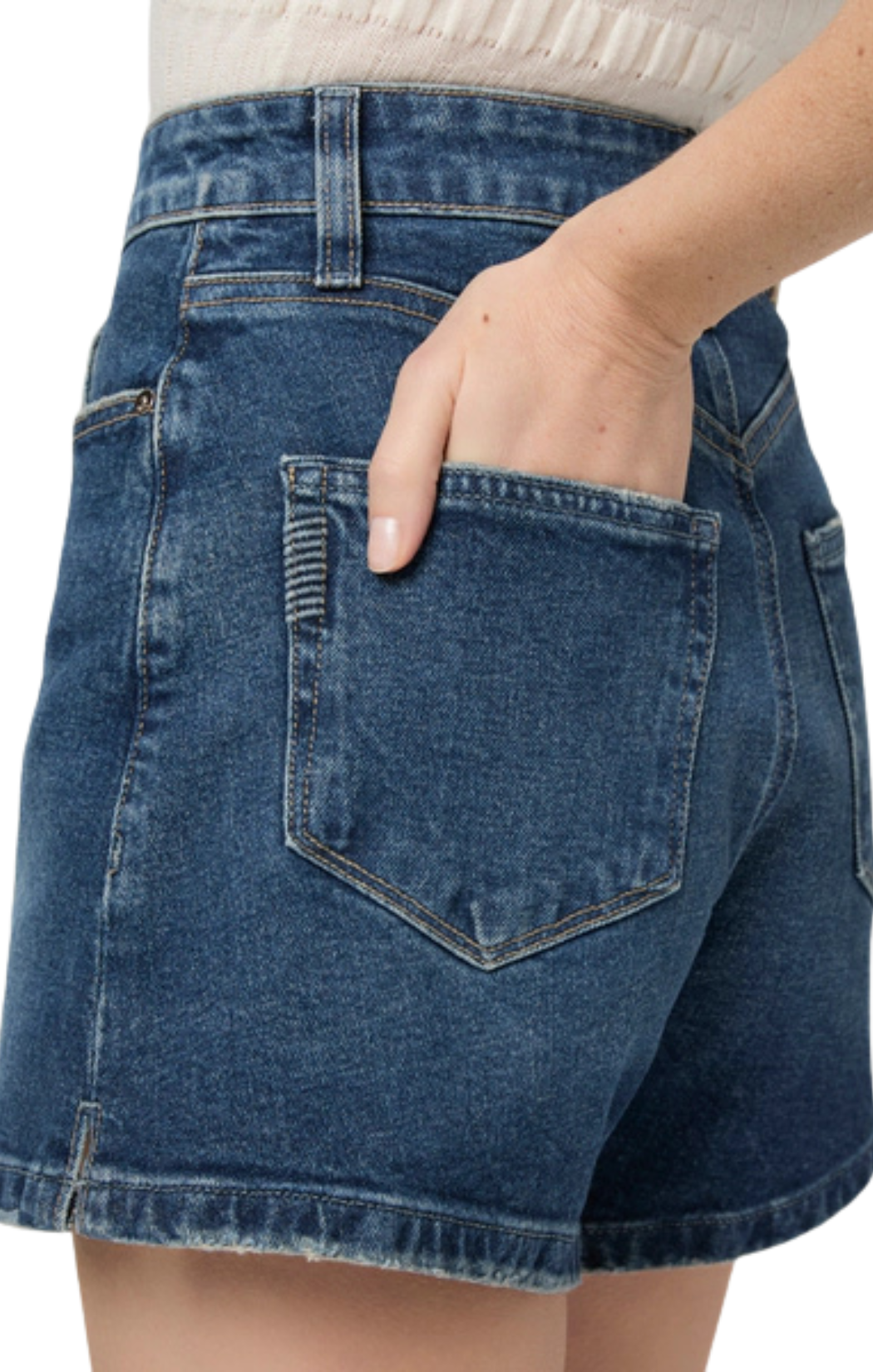 a-line high rise paige dani short medium wash blue jean short denim short long