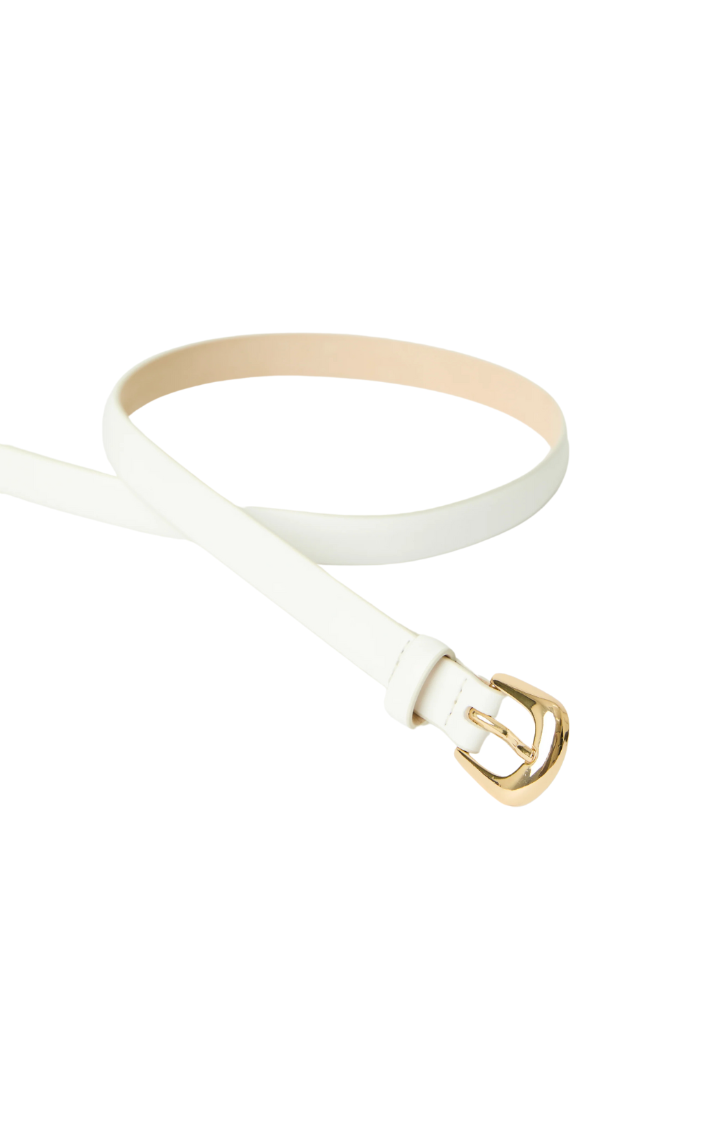 b-low the belt white kennedy thin skinny belt gold buckle