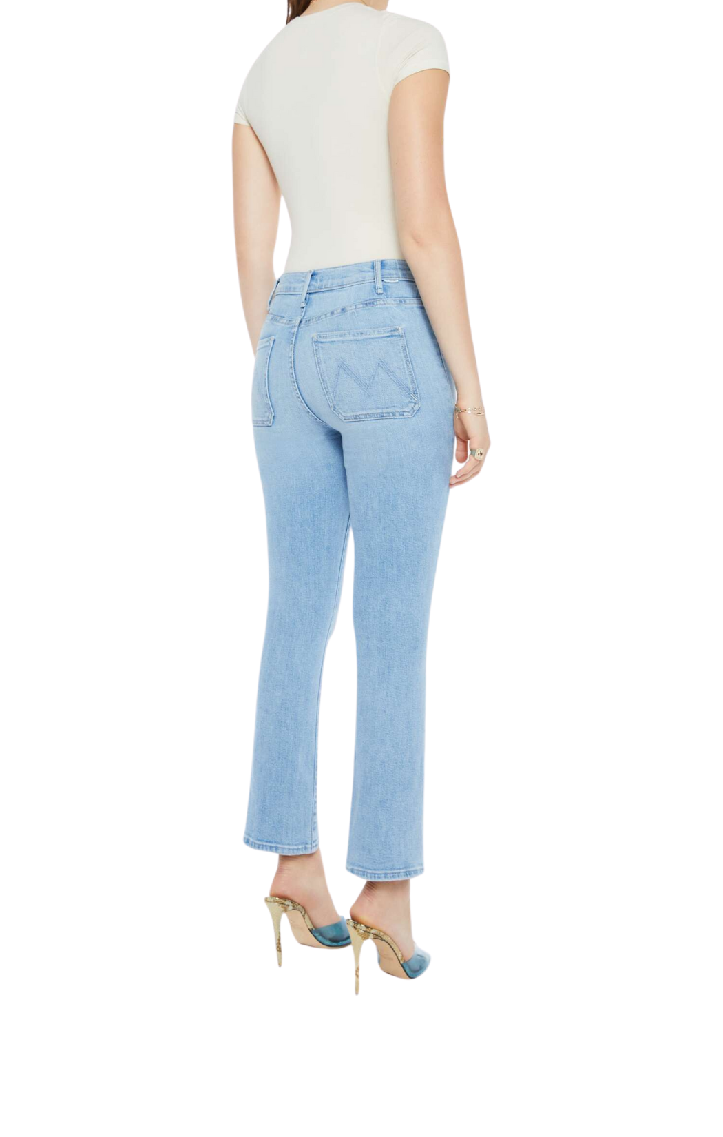 mother the hustler patch packet ankle hi-rise high rise flare jean denim ankle length tune in tune out