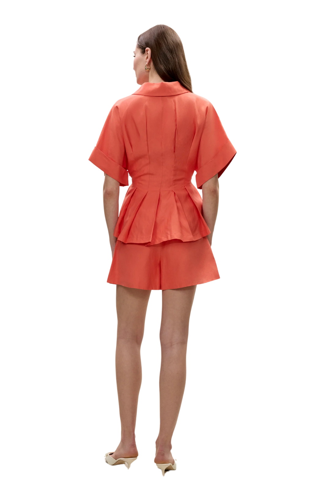 coral lena shine blouse rebecca taylor collared blouse top shirt peplum