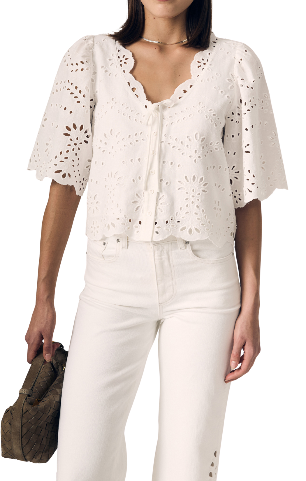 Embroidered Eyelet Blouse