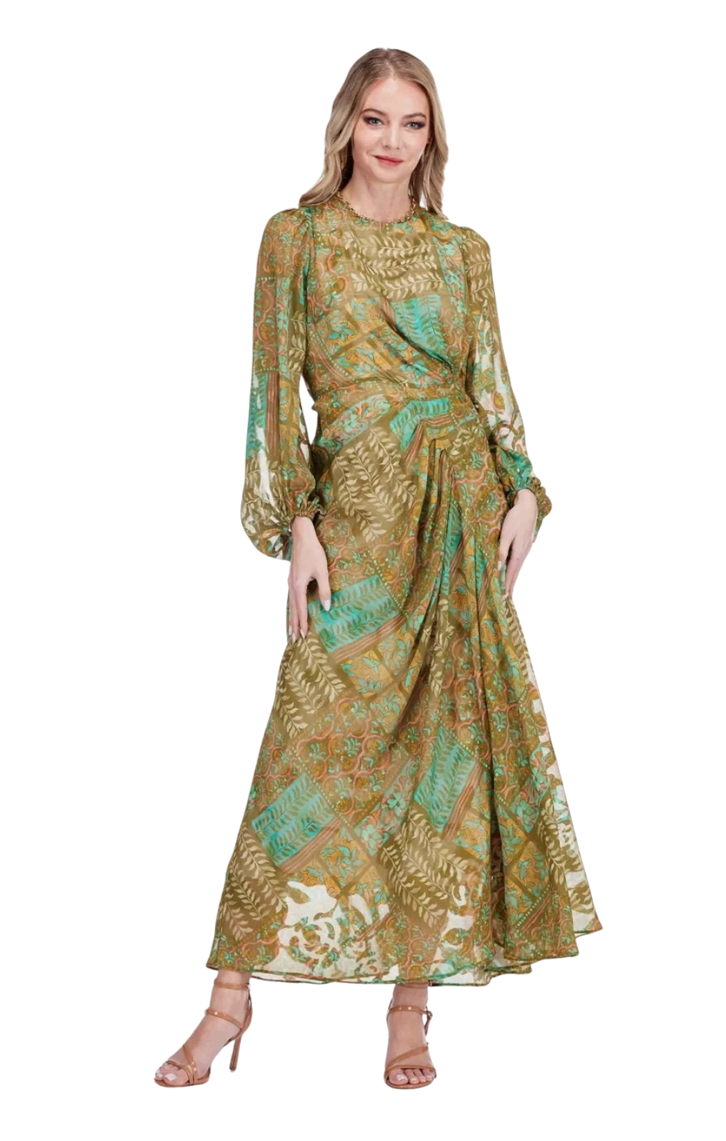 Side Drape Pleated Maxi