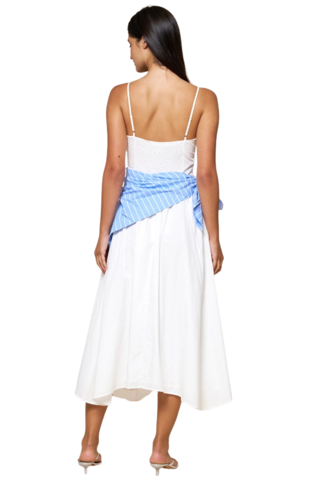 Stripe Waist Bandana Sleeveless Tie Maxi Dress