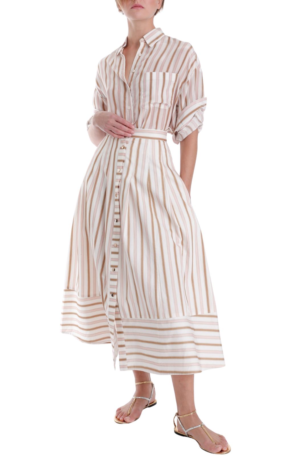 Spencer Striped Midi Skirt