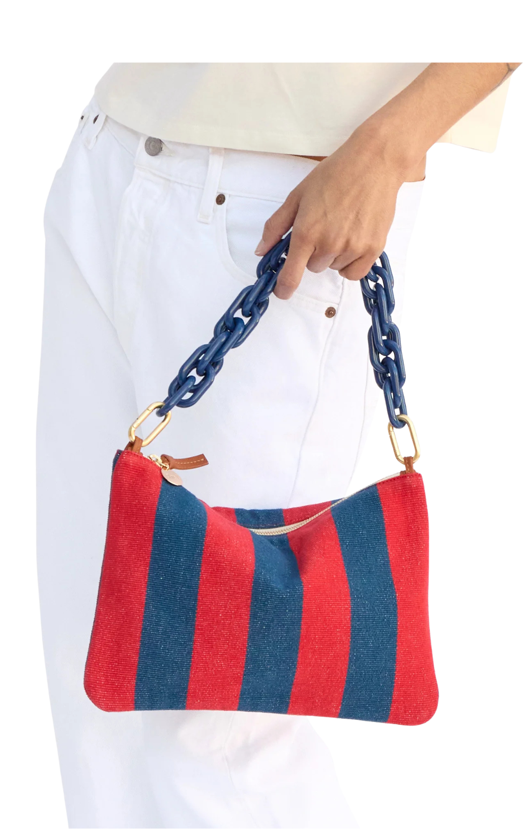 Flat Clutch with Tabs - Canvas Stripe