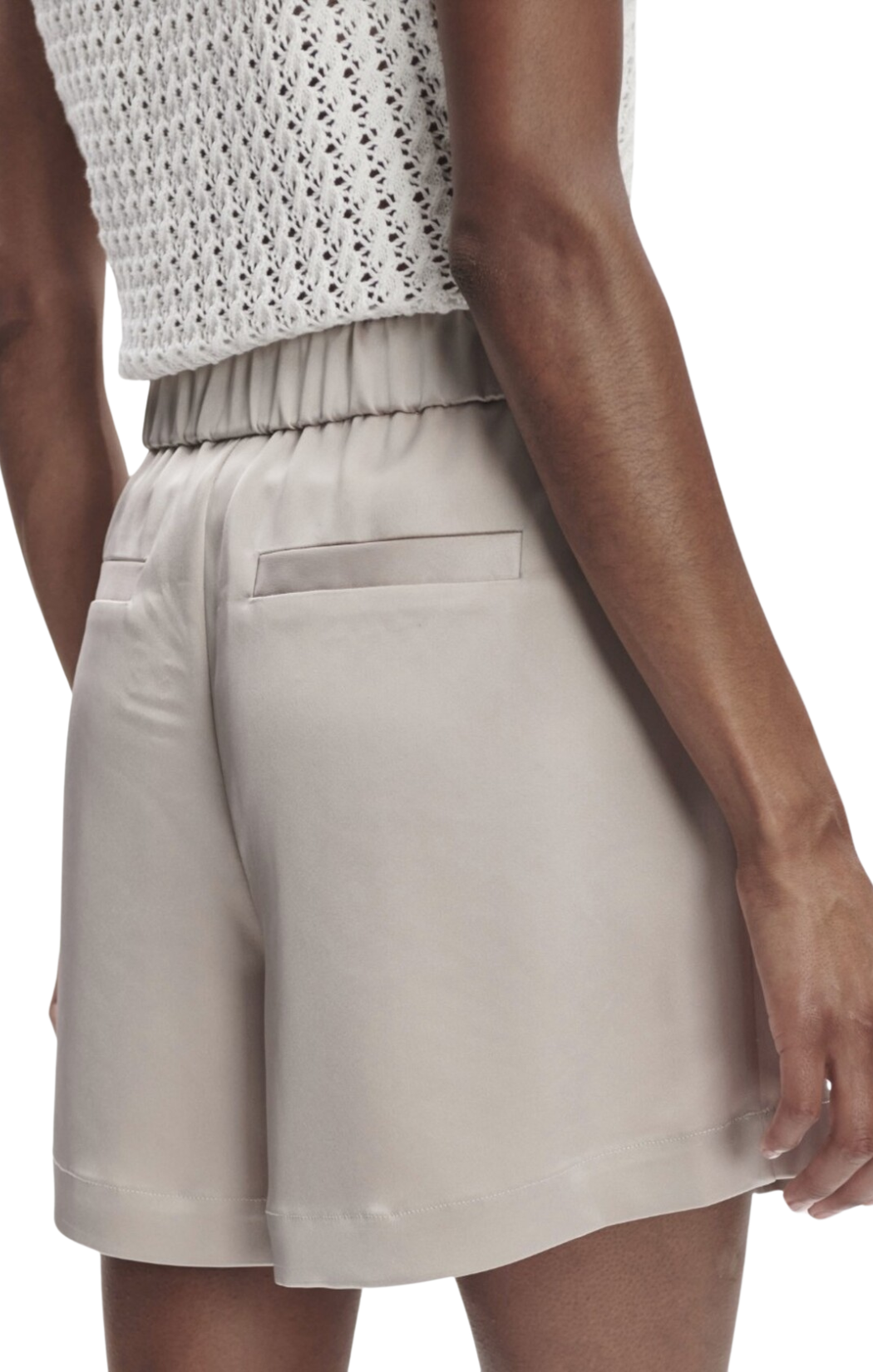 varley sarka high rise short gathered waistband silver cloud