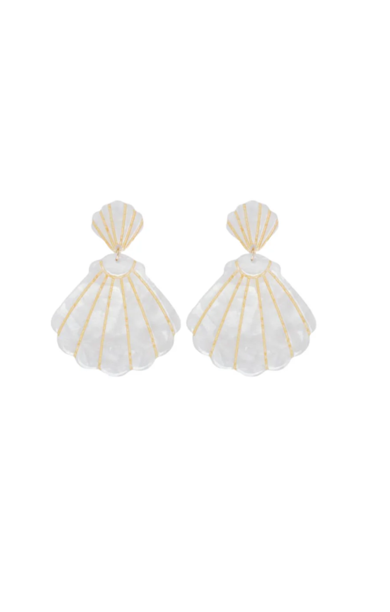 White Tortoise Statement Shell Earrings