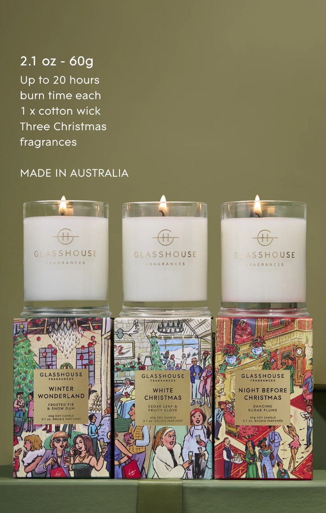GF 3x2.12 oz. Candle Trio - Christmas