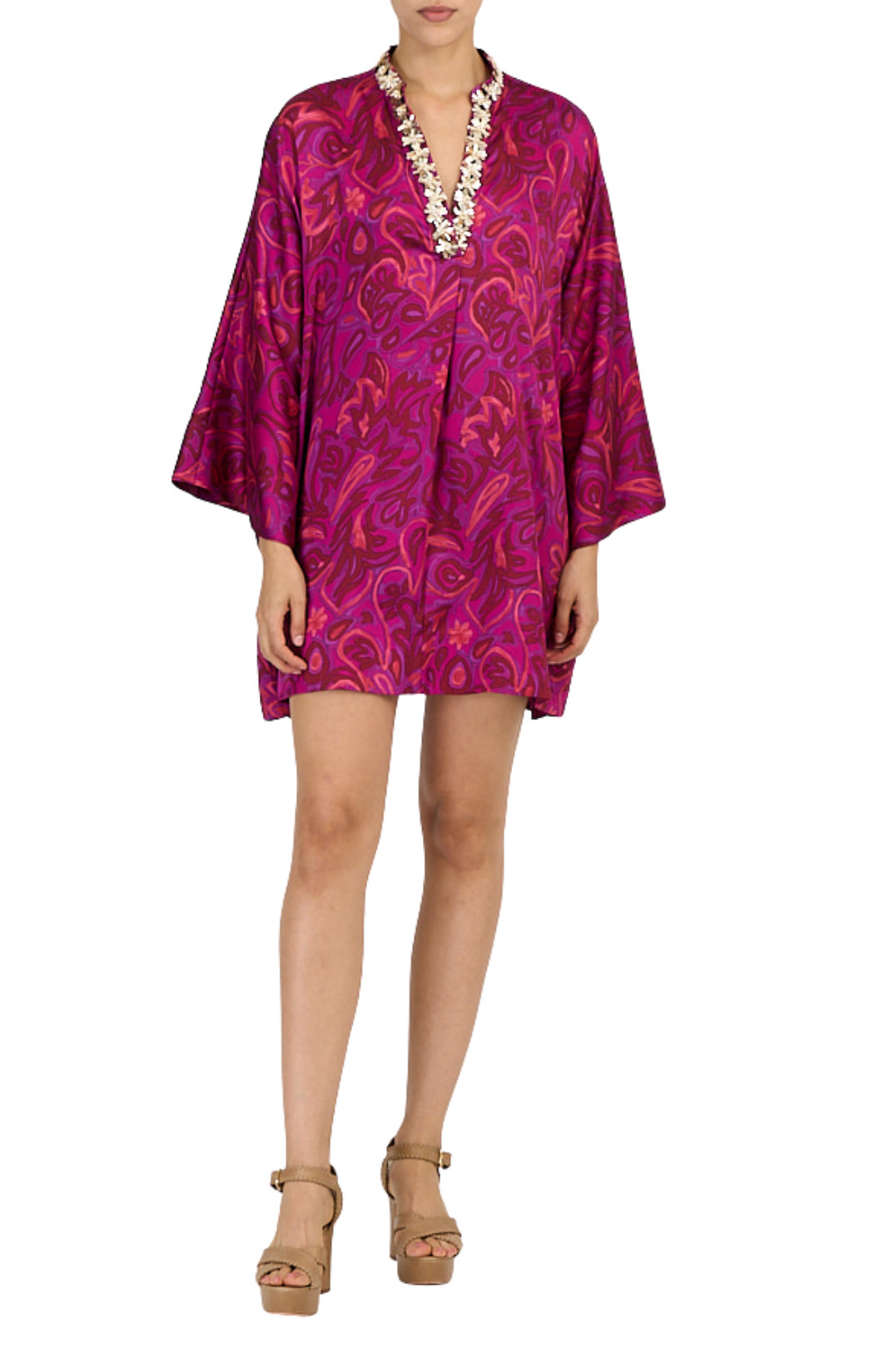 Paisley Bloom Collarless Arcia Kaftan