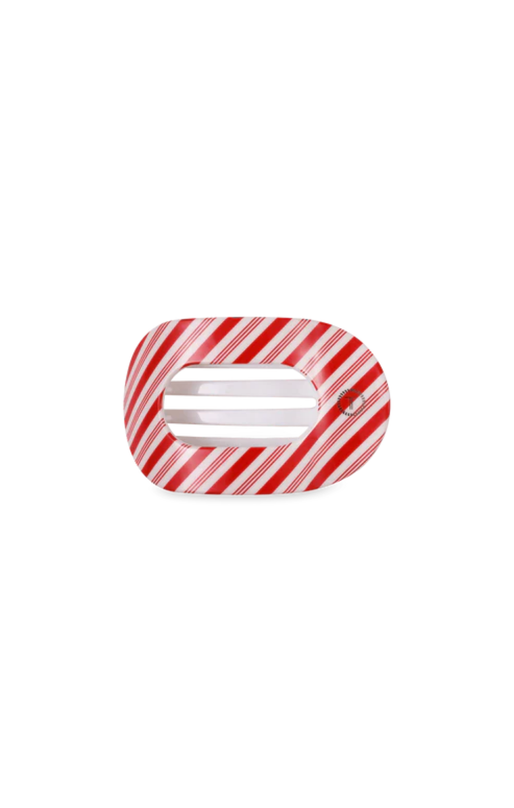 Flat Round Hair Clip Small Candy Cane Crush
