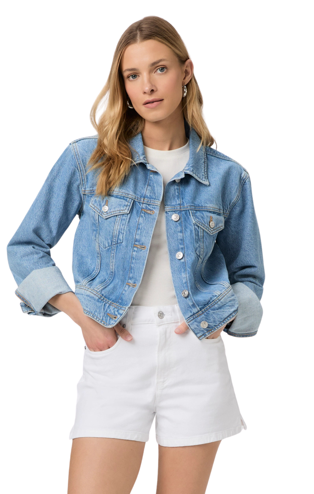 paige dani short white long denim short a-line jean short