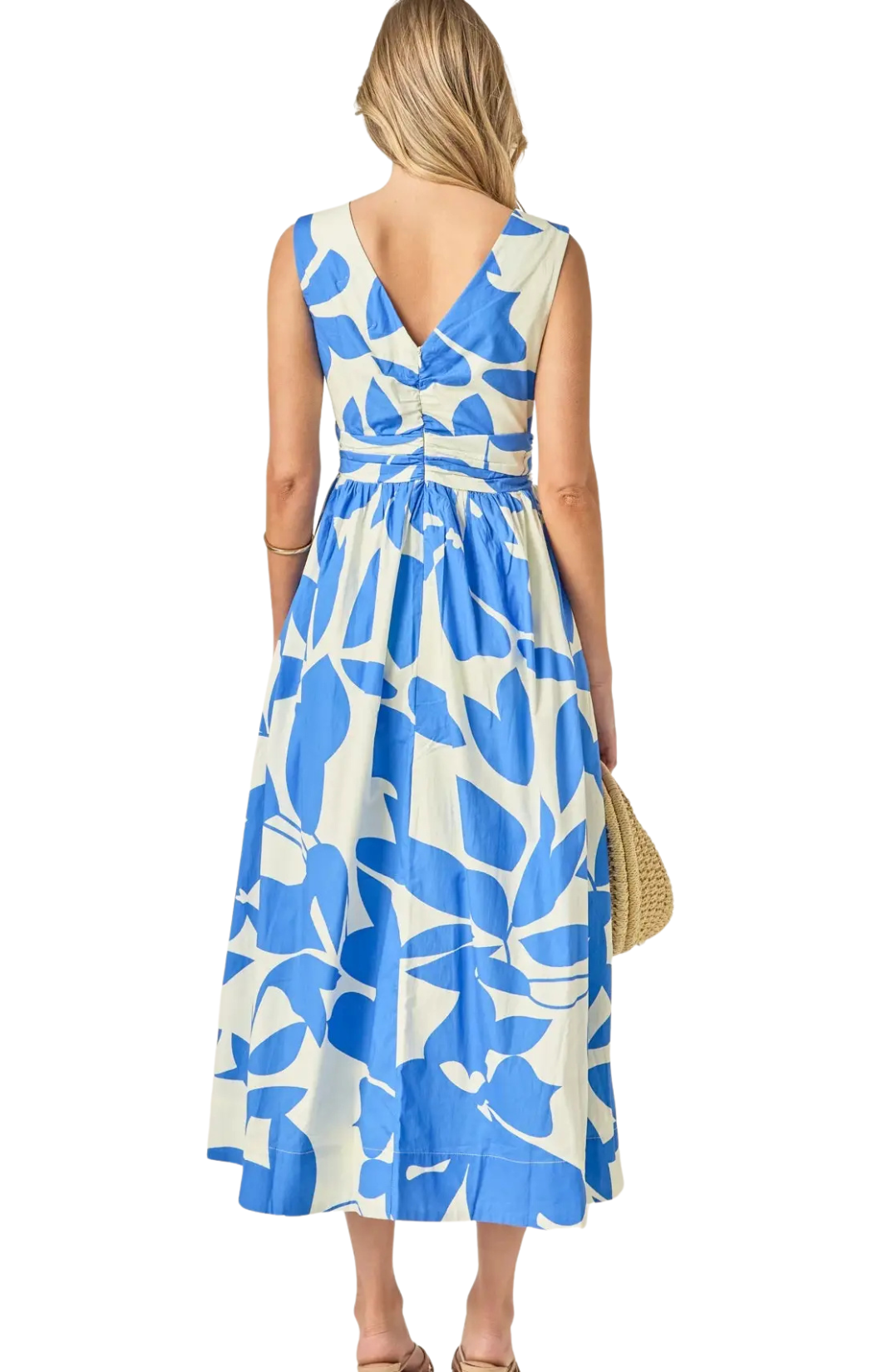 Print Ruched Midi Dress
