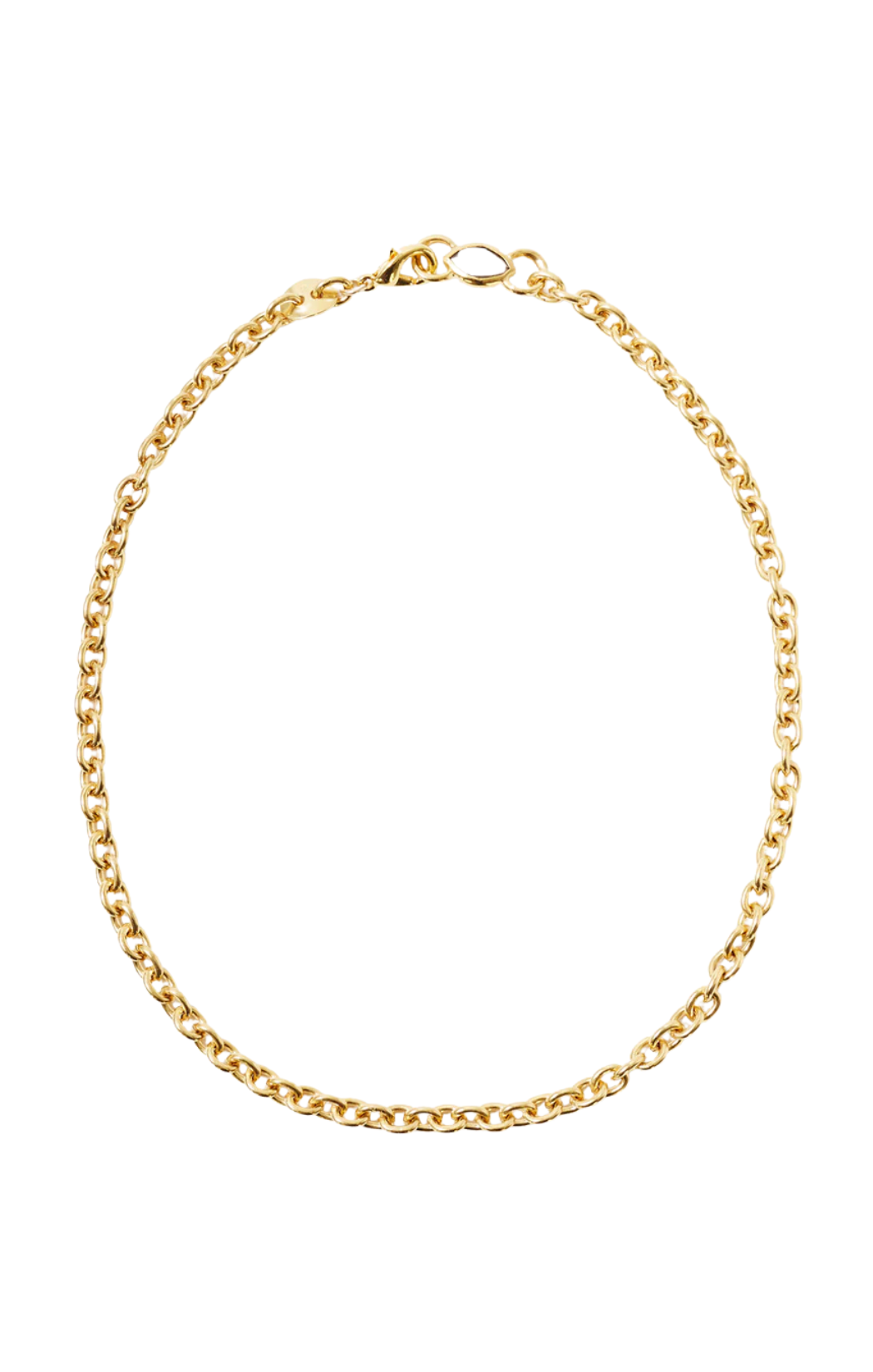 Gold chain link necklace with a smoky quartz marquise stone at the clasp chan luu leona layering necklace