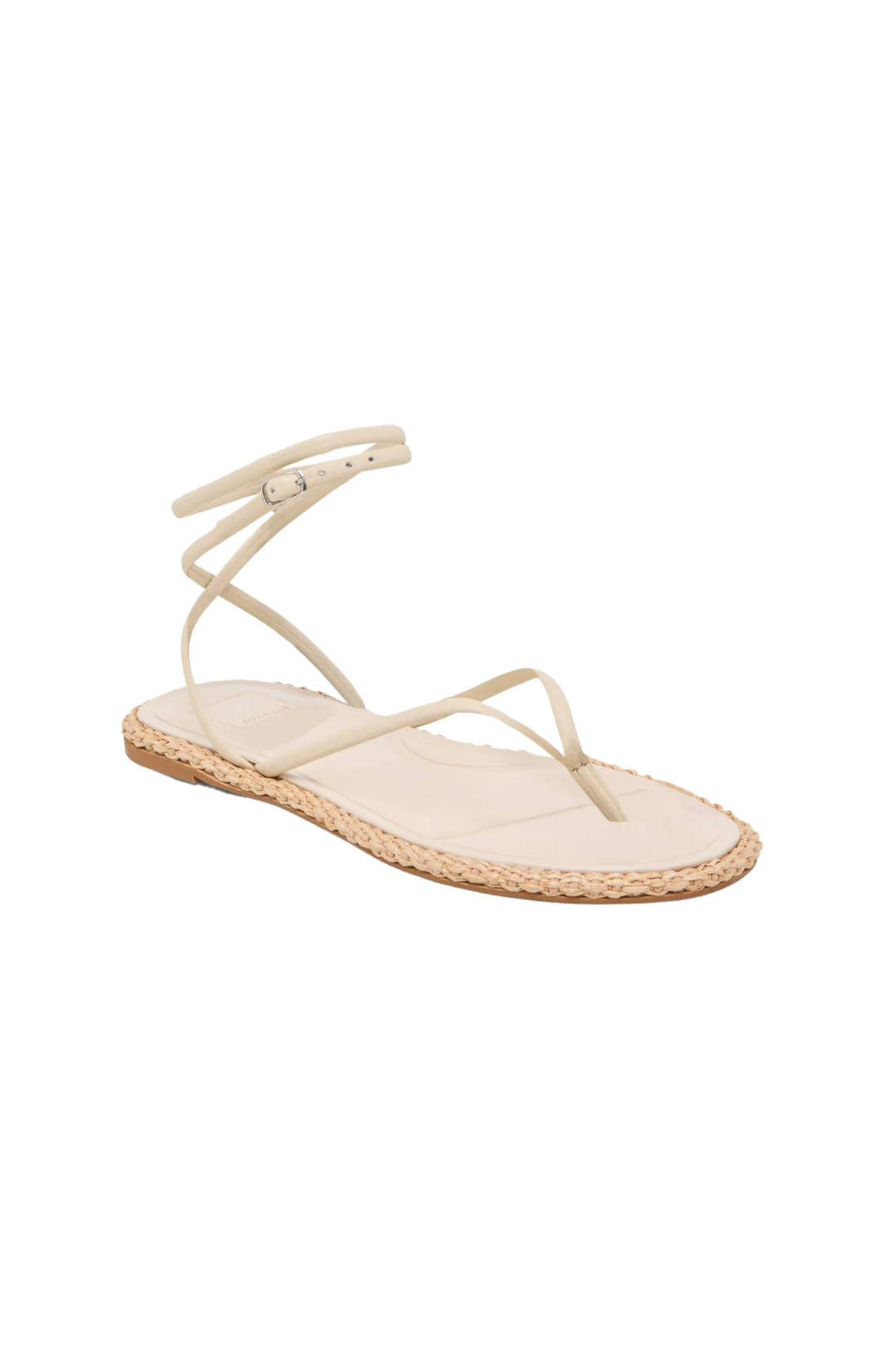 dolce vita cove sandal off white rope bottom thong ankle wrap