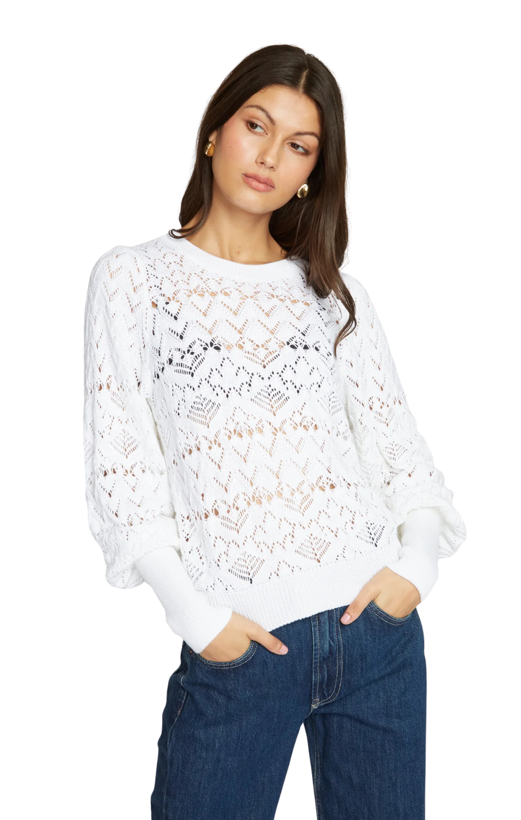 Pointelle Juliette Sleeve Crew