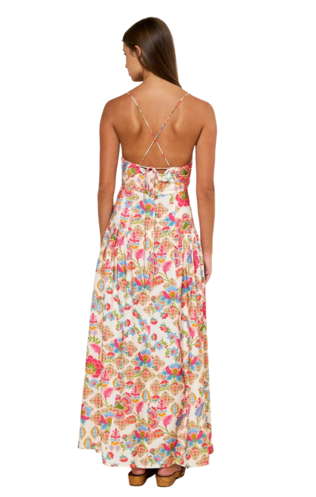 Bohemian Floral Print Sleeveless Maxi Dress