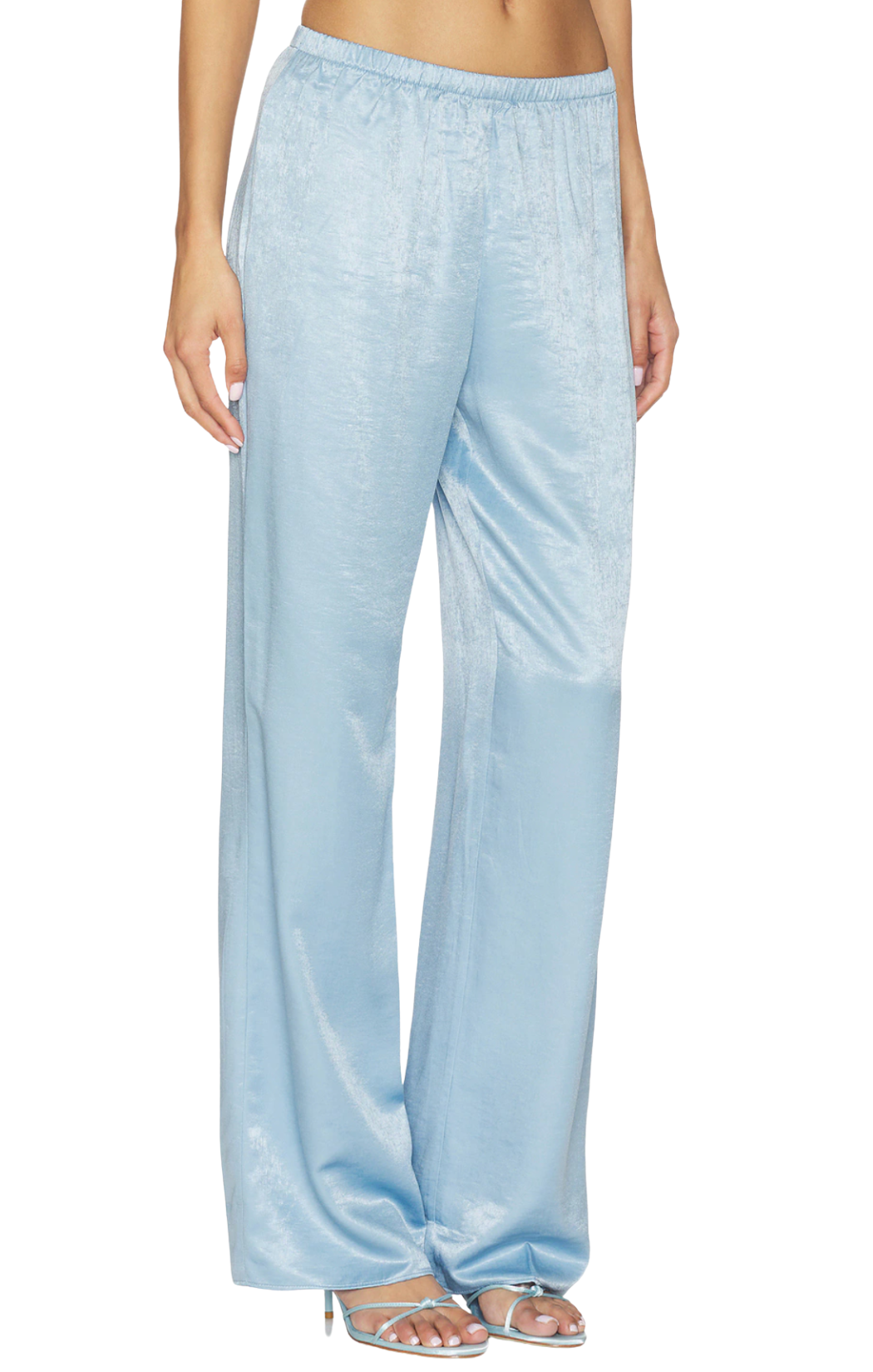 Pull on pants
Color: Sea Blue
Elastic waistband
Relaxed wide-leg fit
Fabric: 100% polyester silky satin