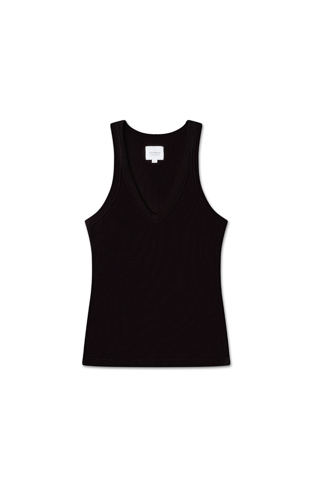 basic v-neck ribbed tank sleeveless sundays mick top black v-neck