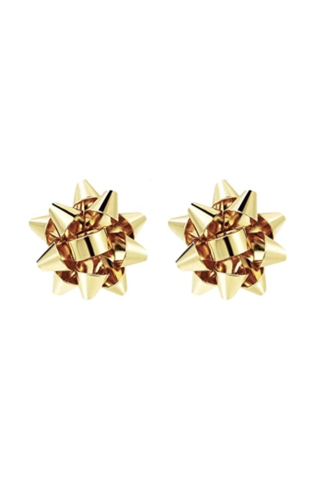 Gold Christmas Present Bow Holiday Earrings