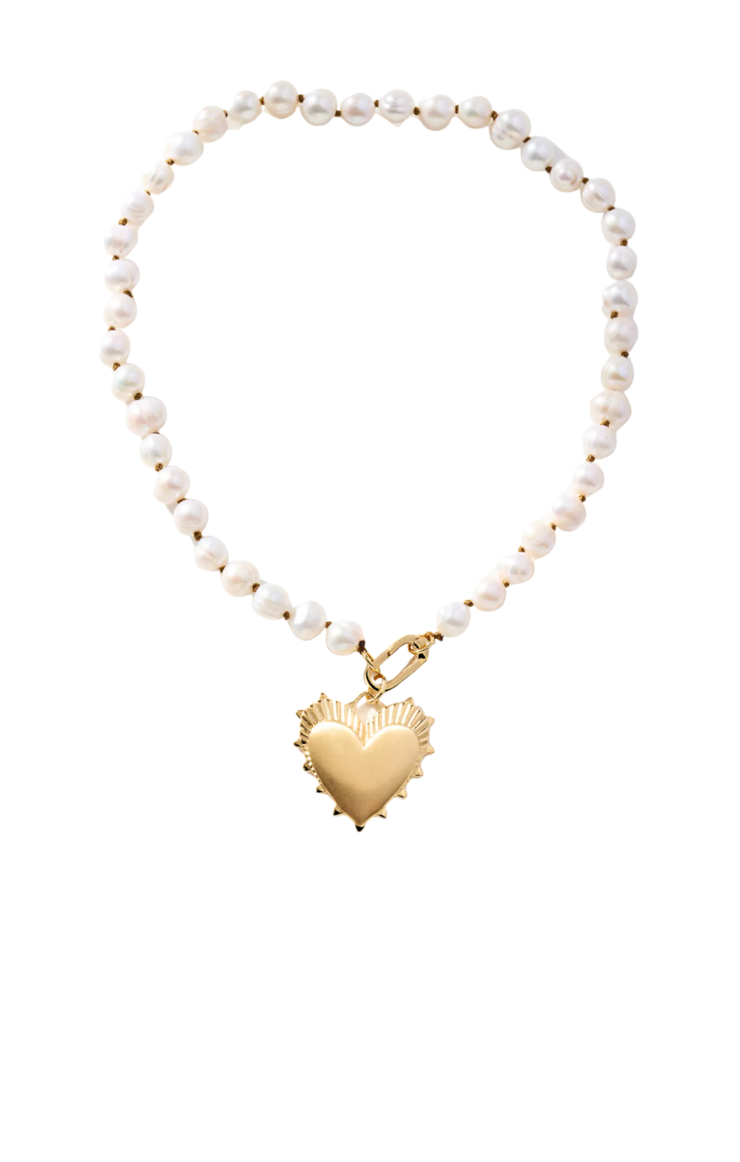 Pearl Necklace w/ Gold Heart