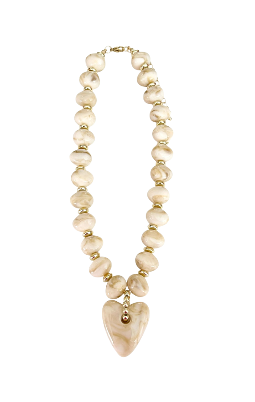 Athens Beaded Necklace with Heart Charm