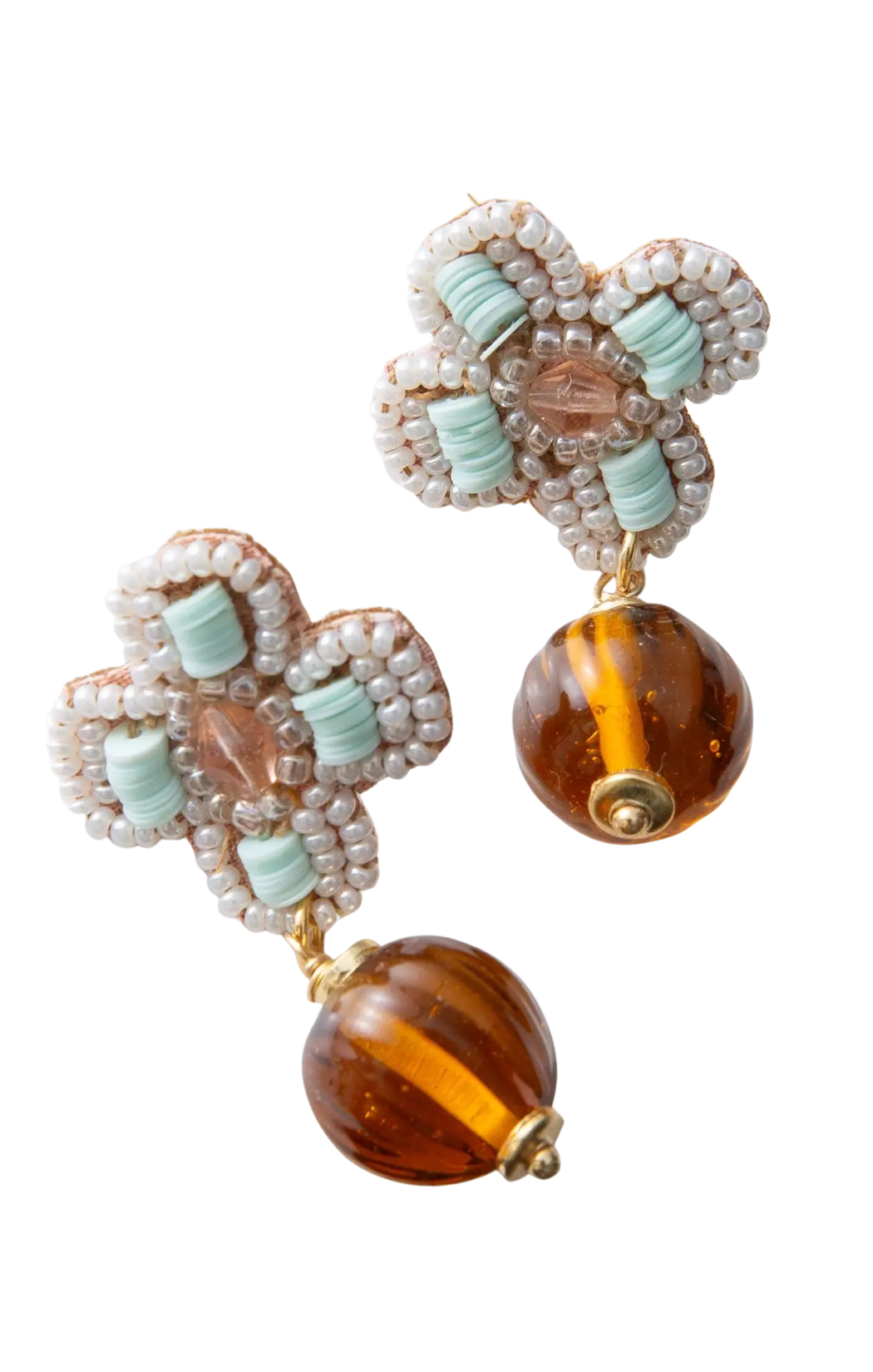 Vintage Amber Beaded Earrings