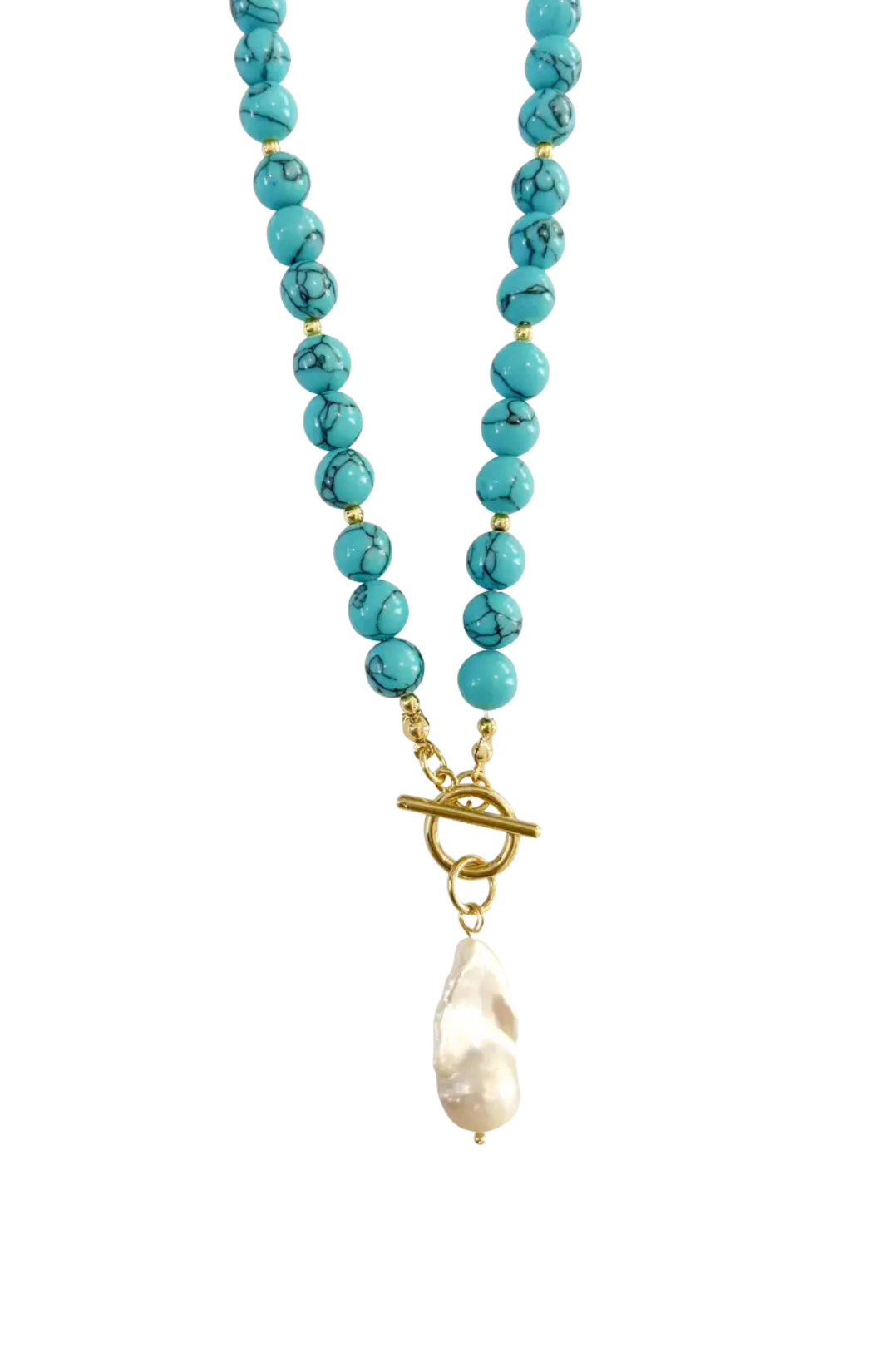 Sandy Beaded Necklace with Pearl Accent