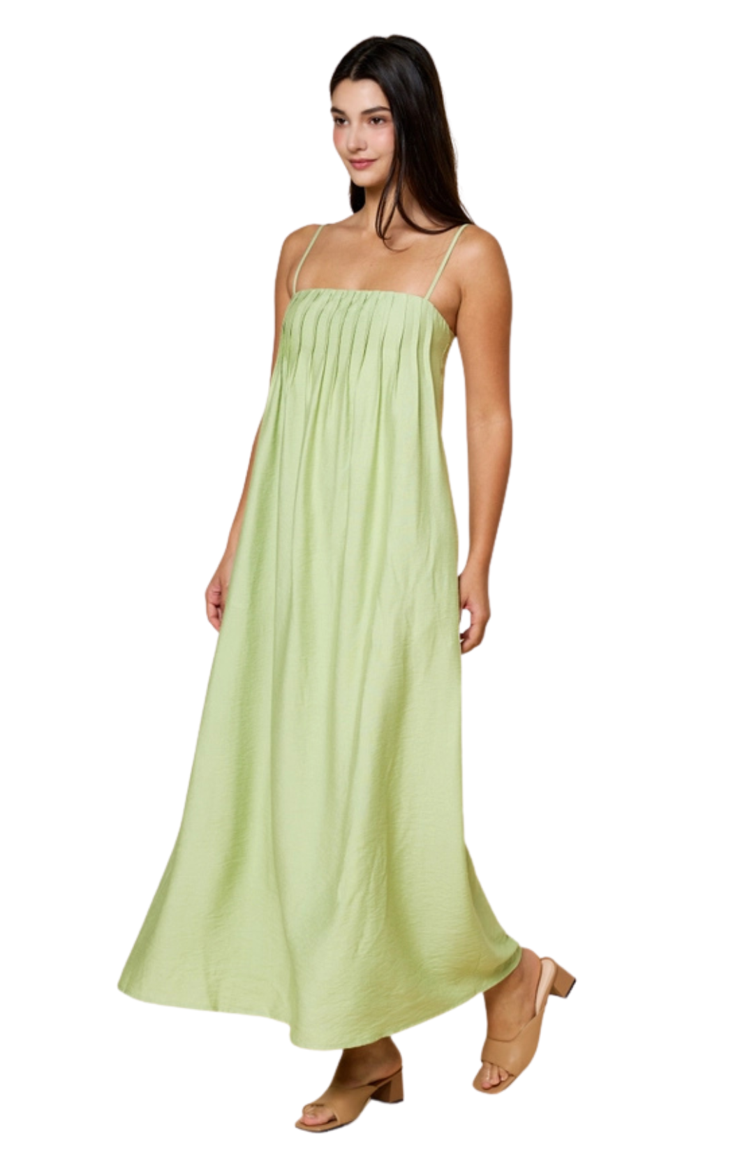 Pleated Spaghetti Straps Maxi Dress