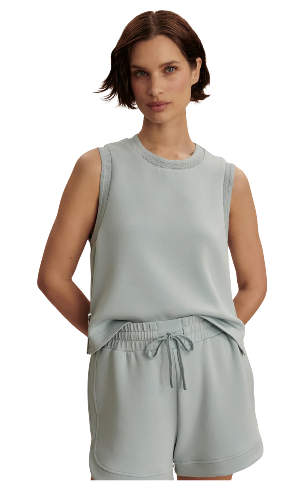 varley shea crop tank sleeveless doublesoft activewear crewneck blue gray ether blue