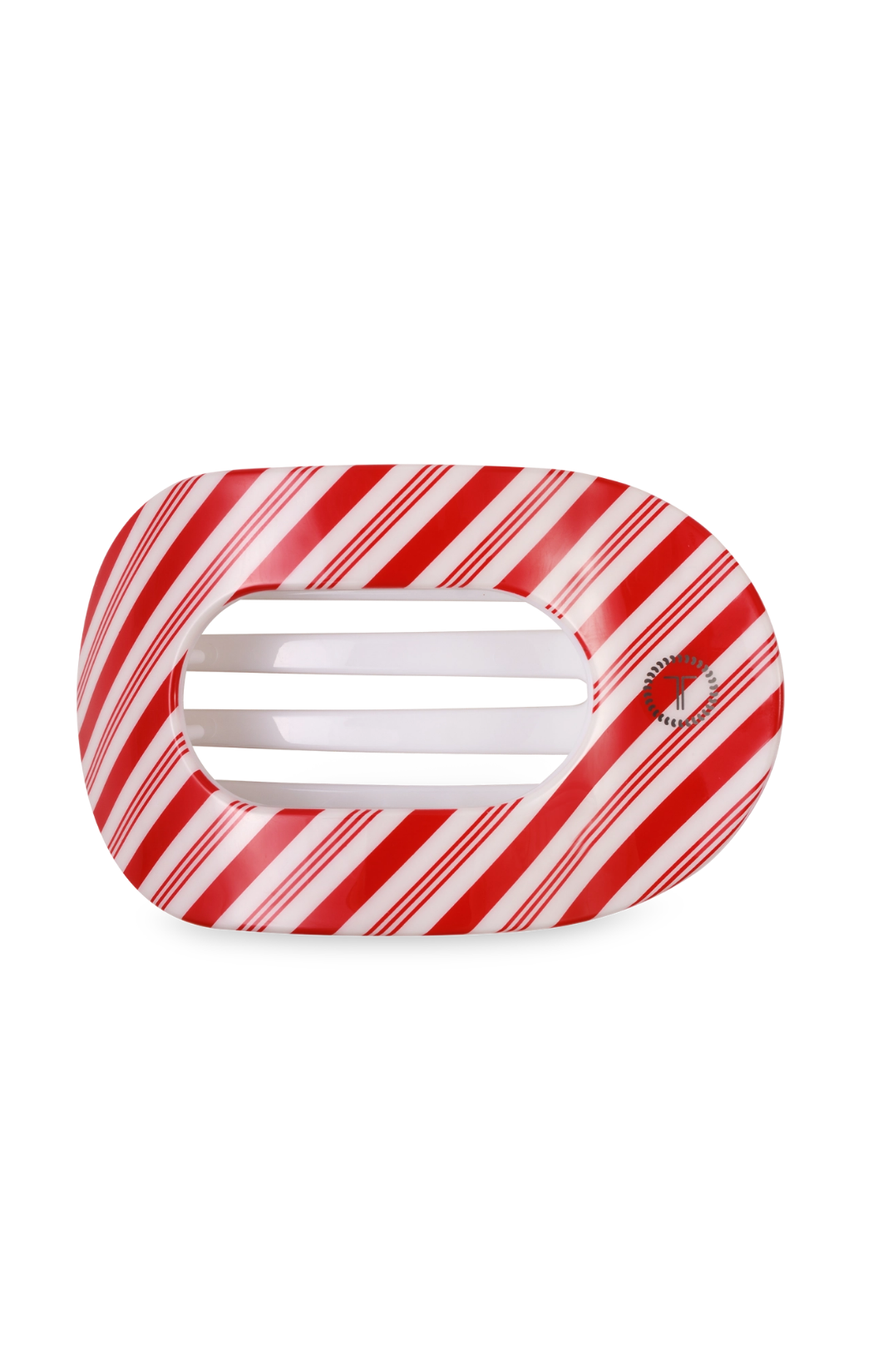 Flat Round Hair Clip Large Candy Cane Crush