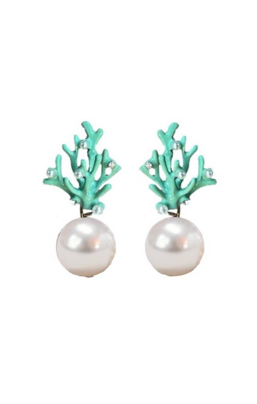 Pearl and Turquoise Coral Mini Statement Earrings