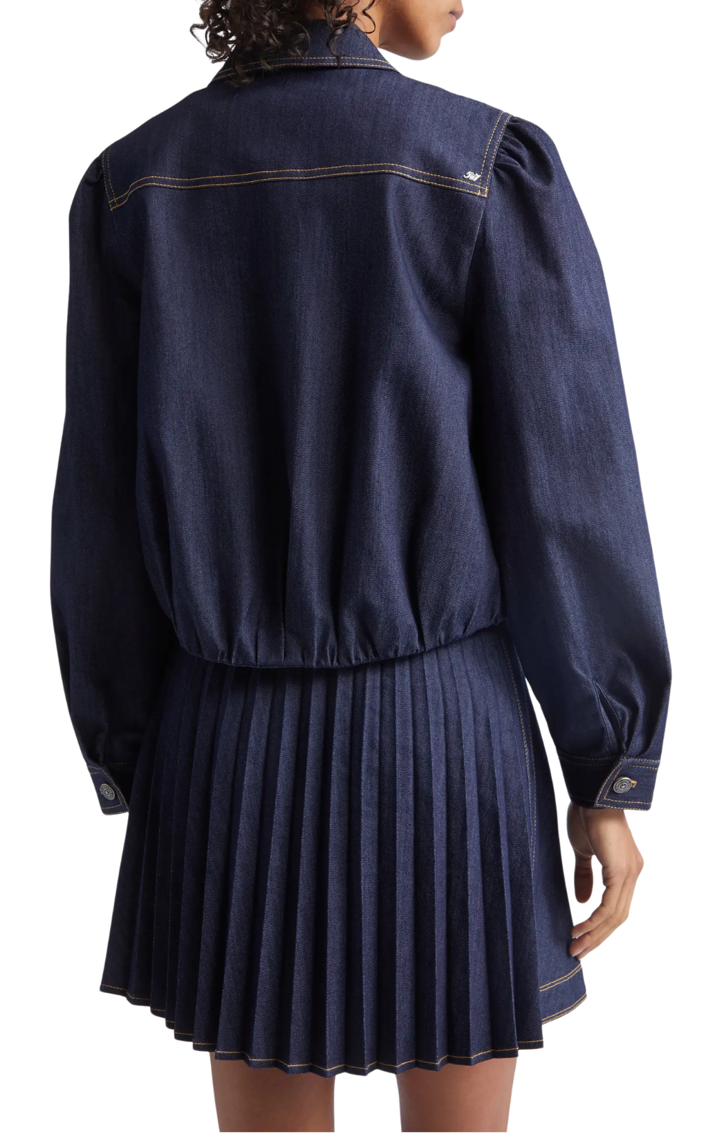 Dark blue zip-up denim jacket