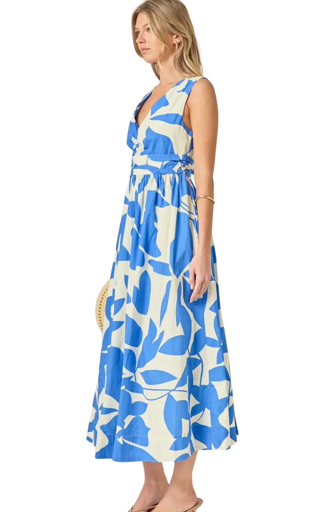 Print Ruched Midi Dress