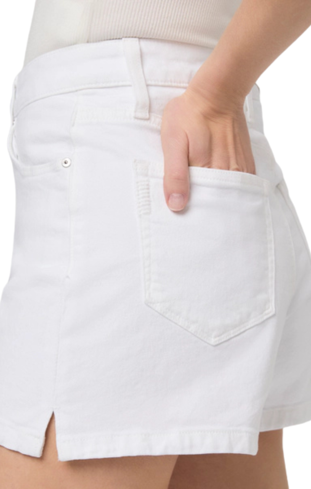 paige dani short white long denim short a-line jean short 