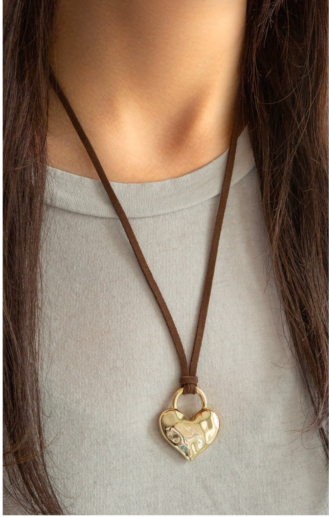 Textured Puffy Heart Necklace