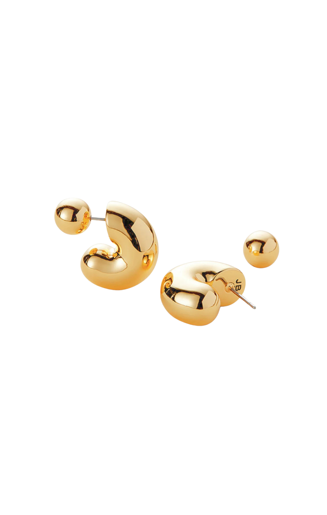 Gold hoop earrings on a white background