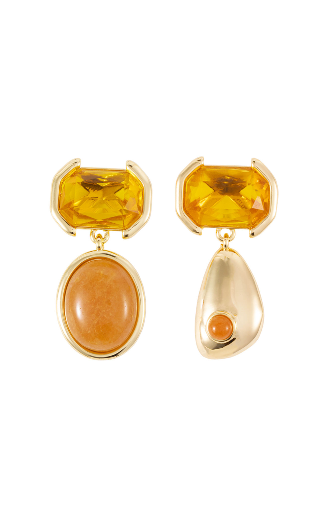 Drop-style earring silhouette with 2 different styles in the drop.