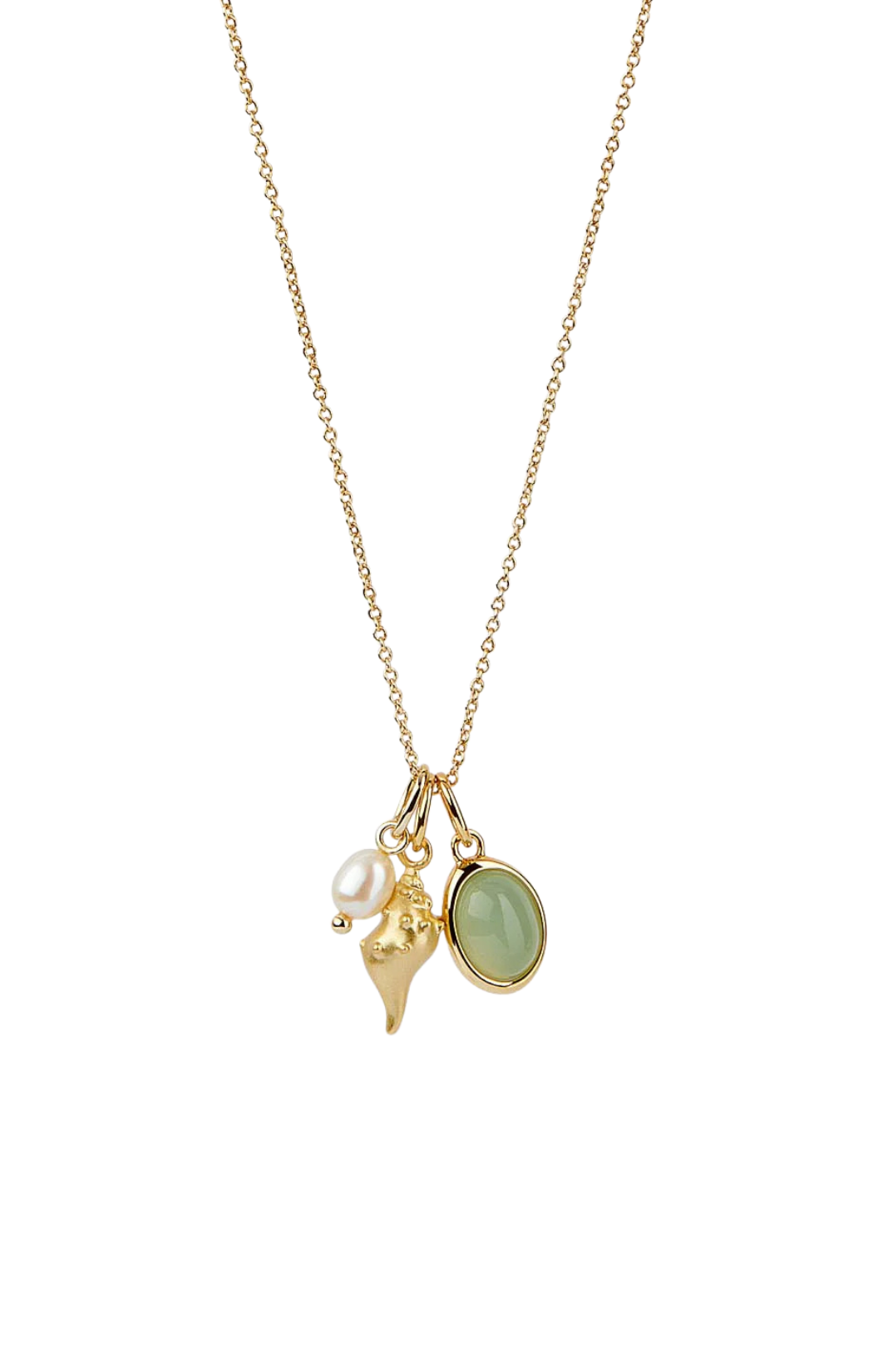 Gold charm necklace with sea-inspired pendants 