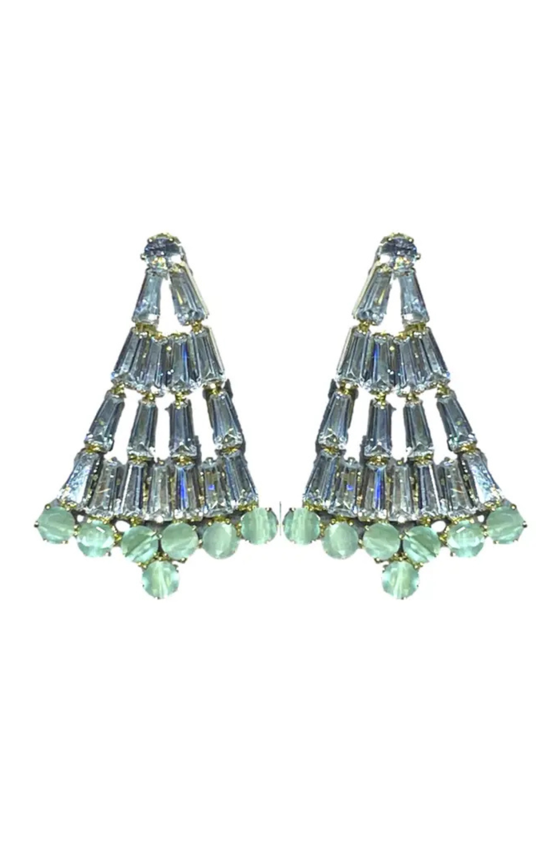 Crystal and Chalcedony Christmas Tree Holiday Earrings