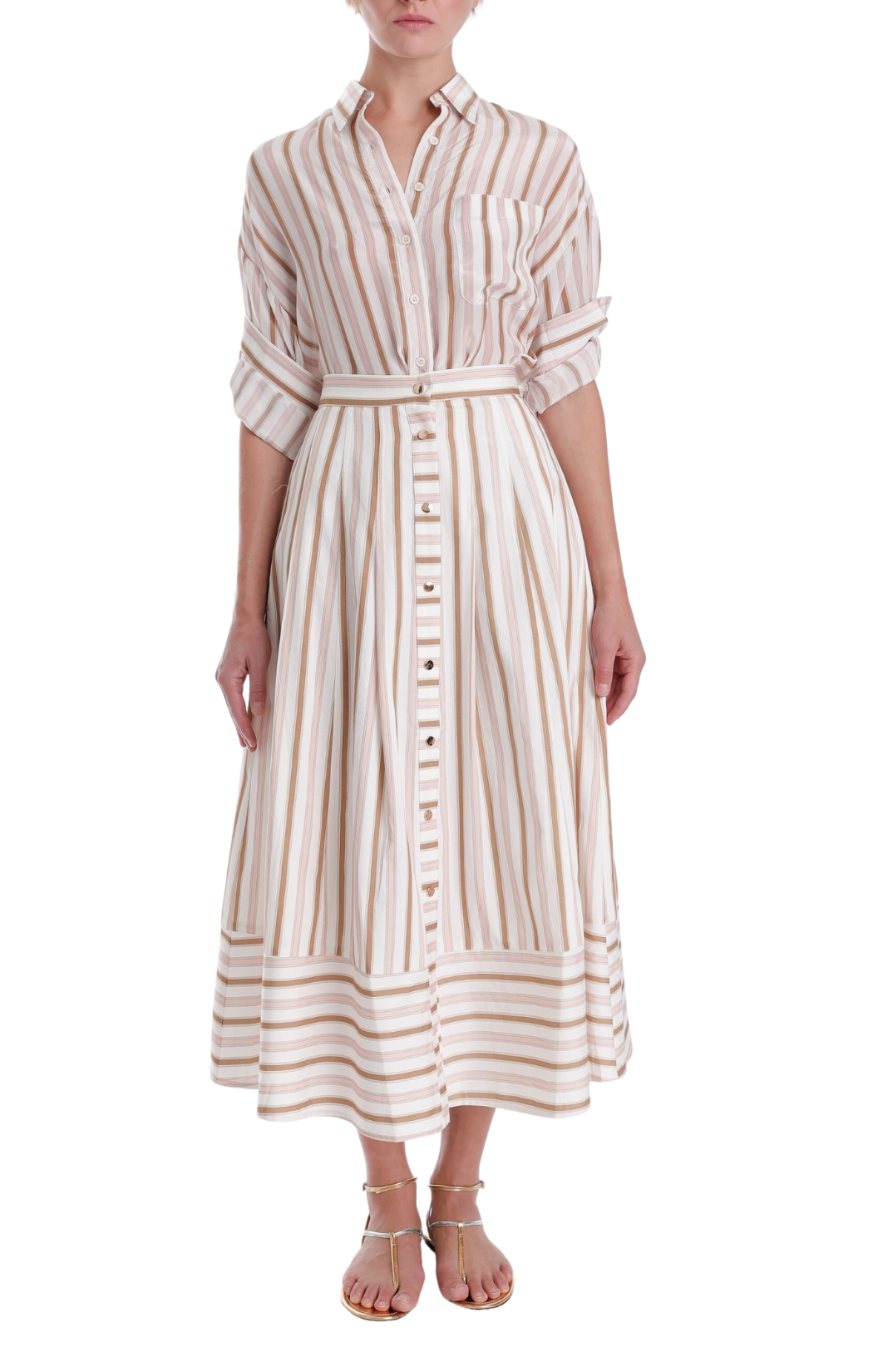 Spencer Striped Midi Skirt